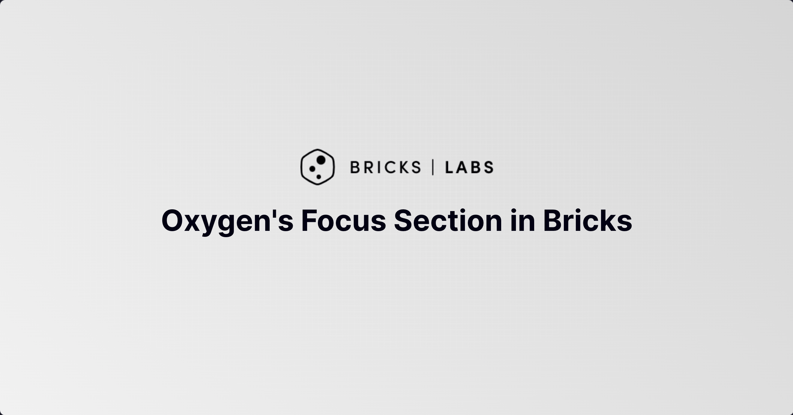 Oxygen's Focus Section in Bricks BricksLabs