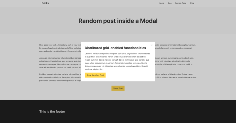 Random Post Inside Modal using BricksExtras