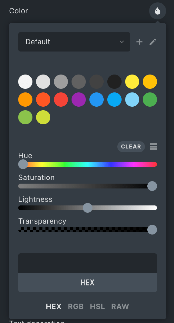 Move Color Palette Selector To Top in Color Popup