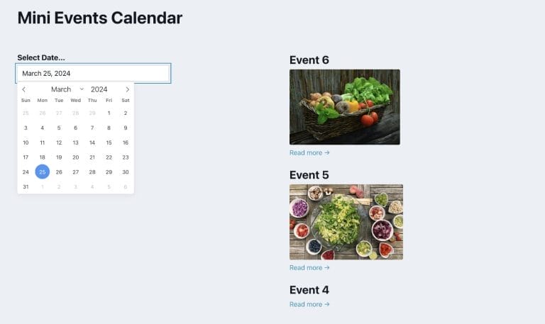 Custom Mini Calendar using WordPress REST API
